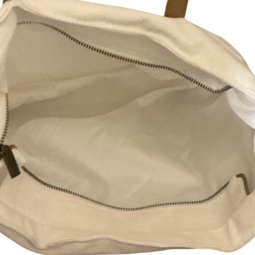 Cozy Earth Cream Canvas Tote Bag Tan Handles Minimalist Everyday Carryall - Picture 4 of 8